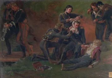 Barone Jean Dominique Larrey che cura i feriti alla battaglia di Mosca, 7 settembre 1812